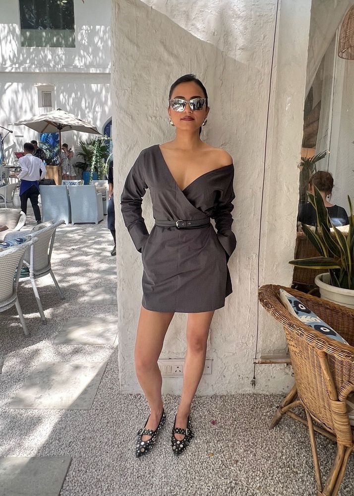 Cotton Mini Wrap Dress