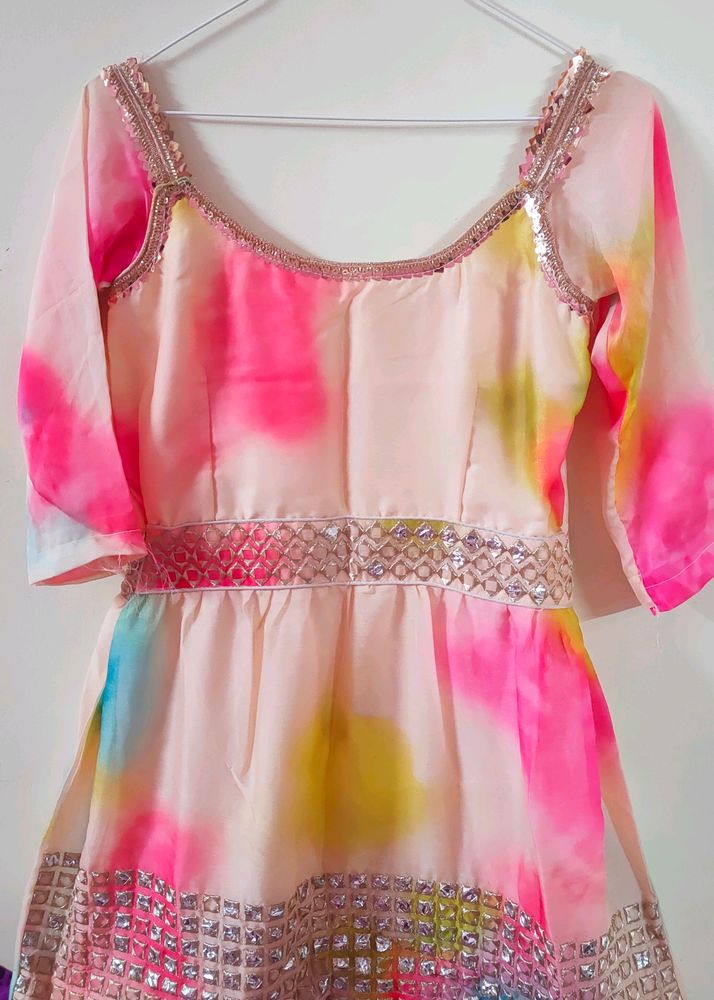 Anarkali Kurti With Net Duppata Sharara Set 💫