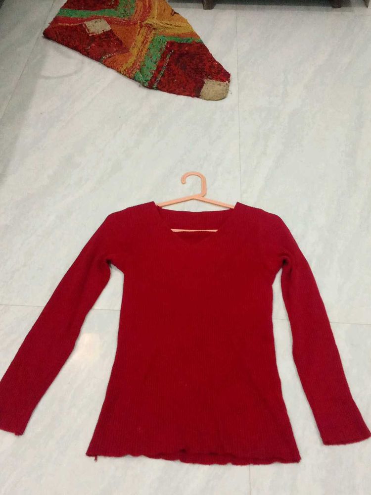 Red Long Sleeve Top