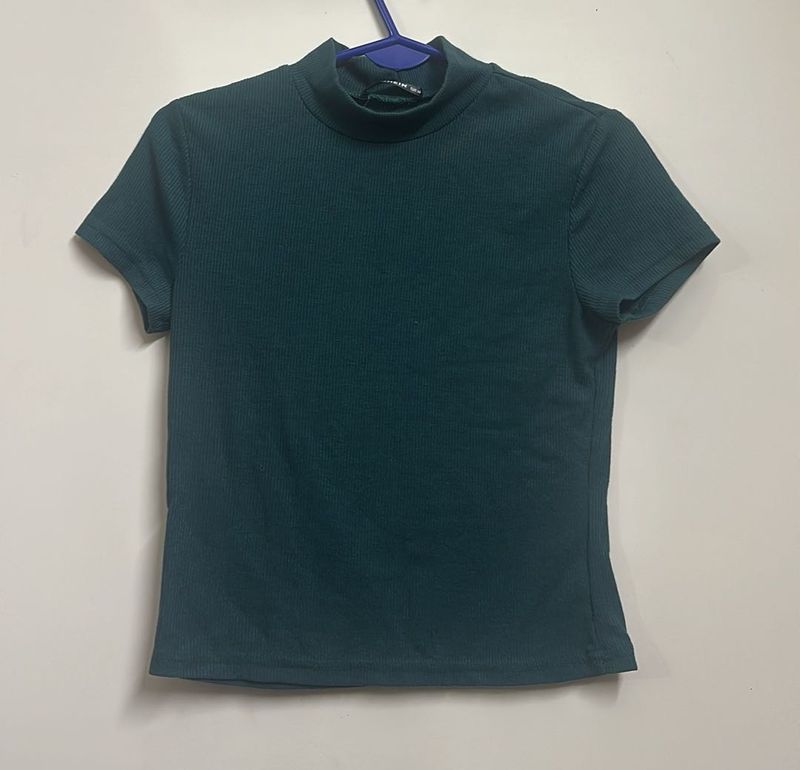Shein Green Ribbed Crop Top