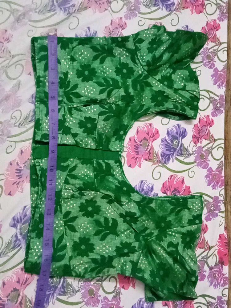 Green Floral Print Blouse