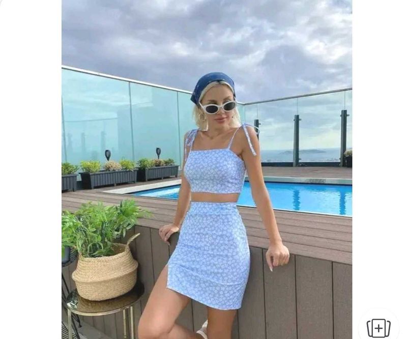 Blue Flower Print Dress
