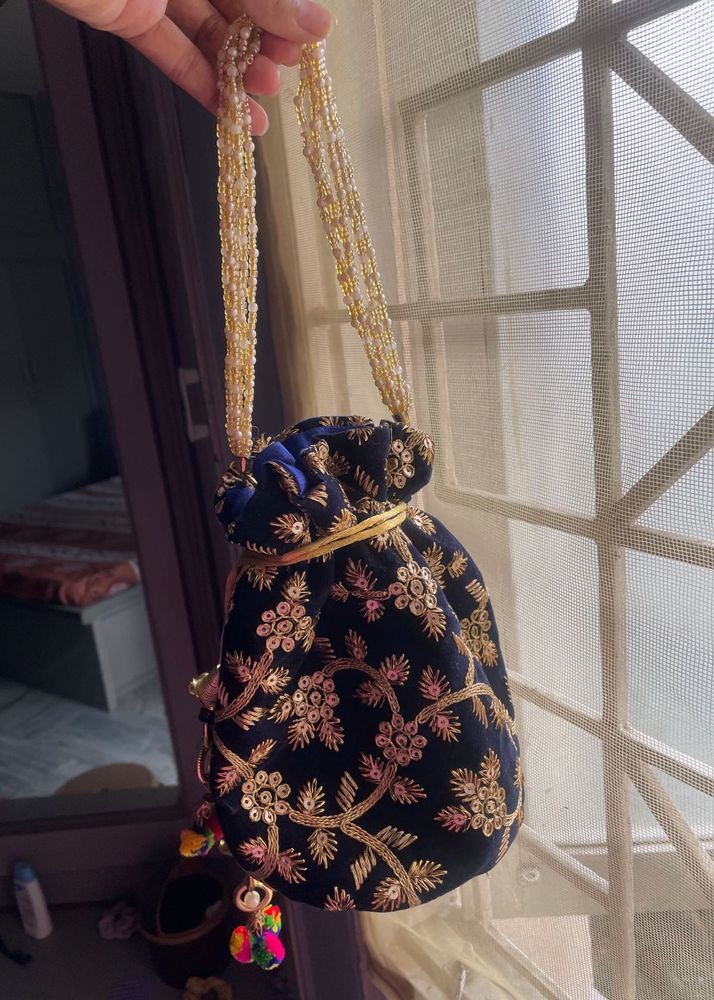 Velvet Potli With Hand Work