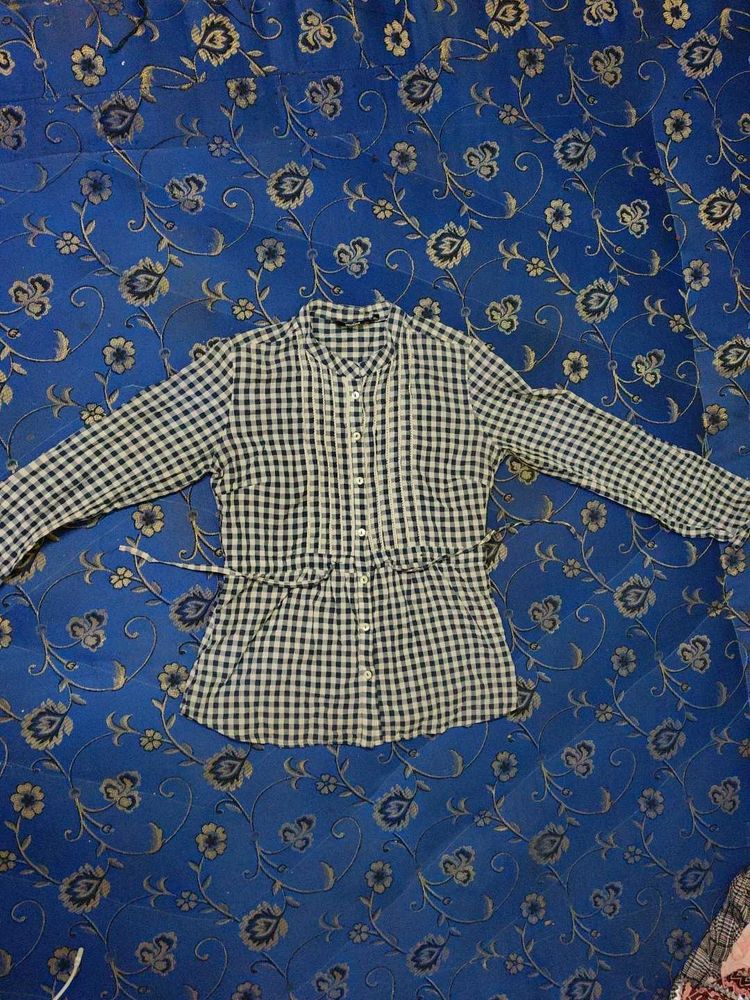 Checked Shirt Top