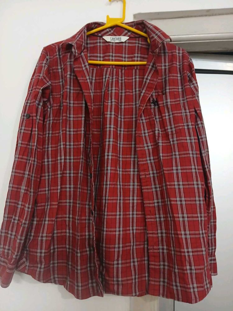 Red Plaid Casual Shirt