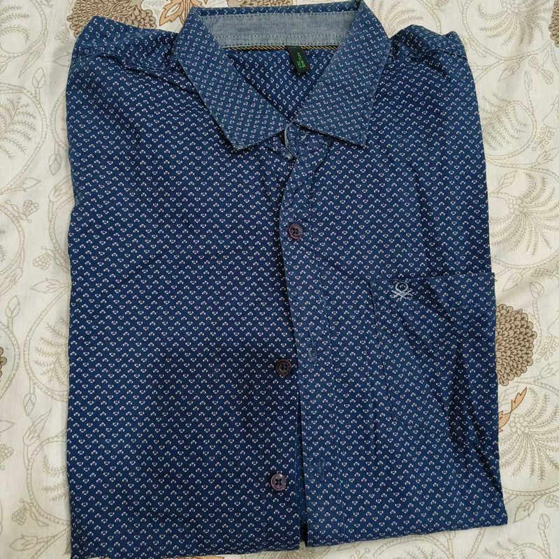 Benetton Blue Patterned Shirt