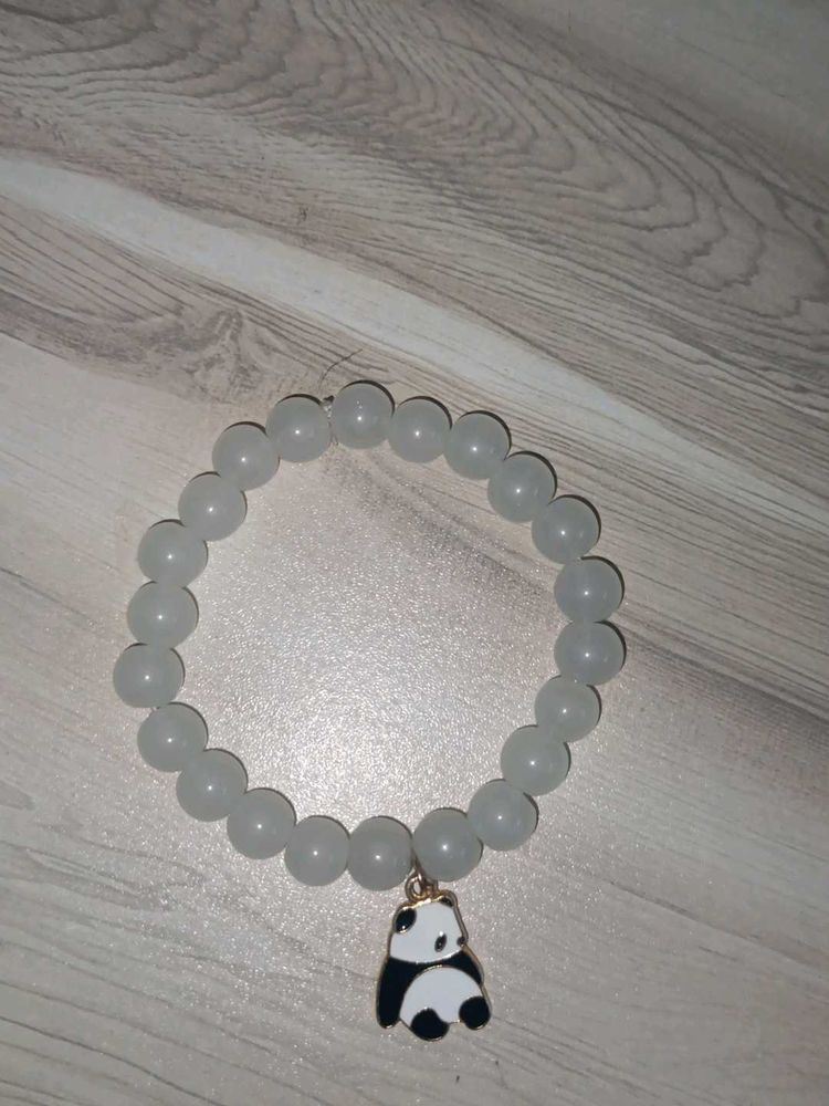 Panda bracelet Stretchable Gray/White