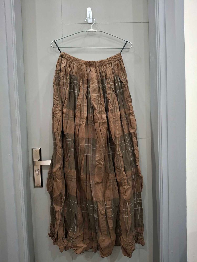 Brown Plaid Ethnic Skirt