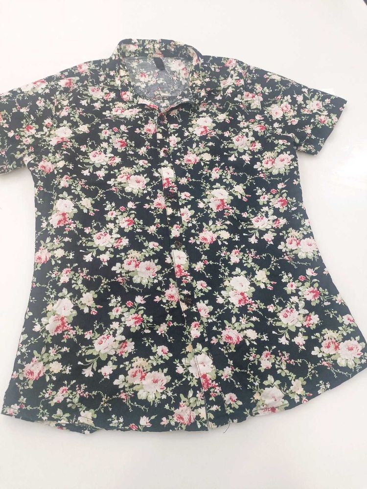 Floral Print Shirt and a T Shirtcombo