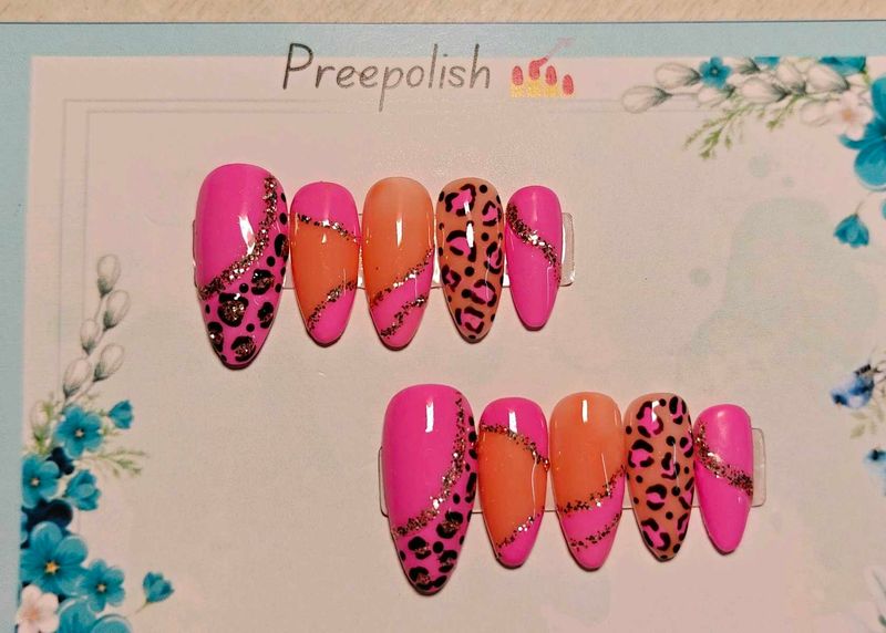 Pink Leopard Press-On Nails