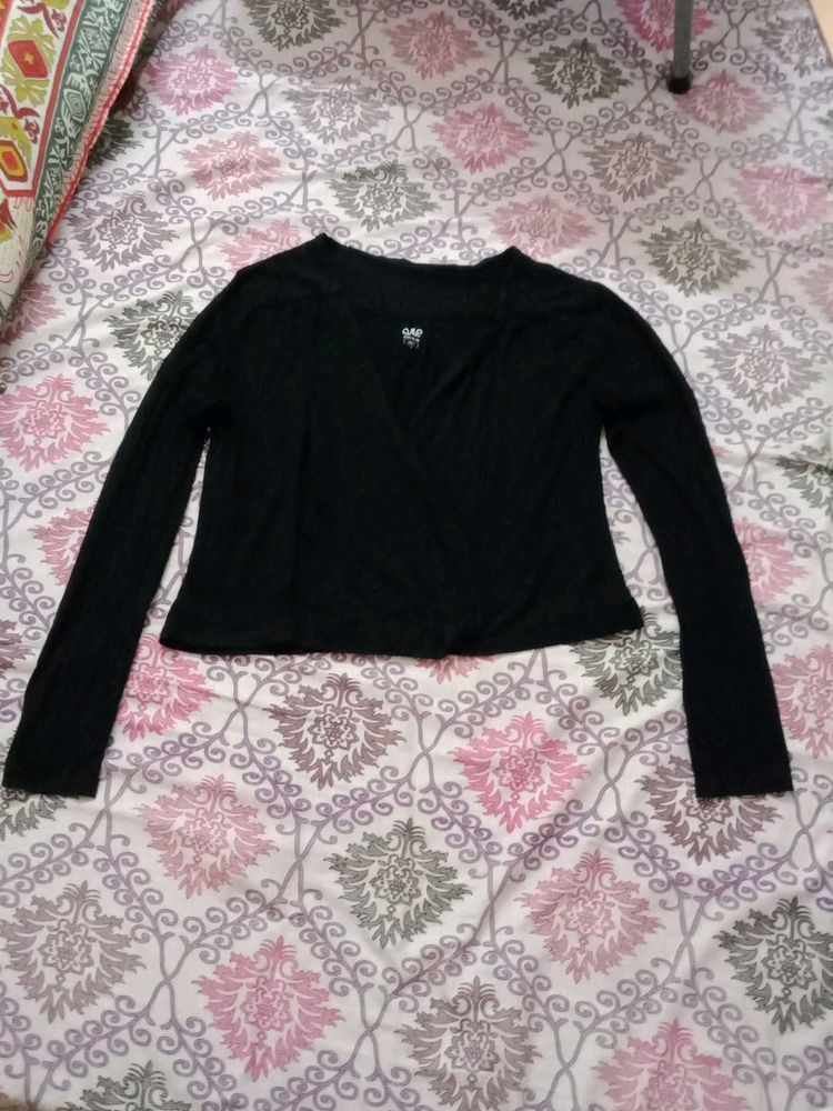 Black Long Sleeve Shrug Top