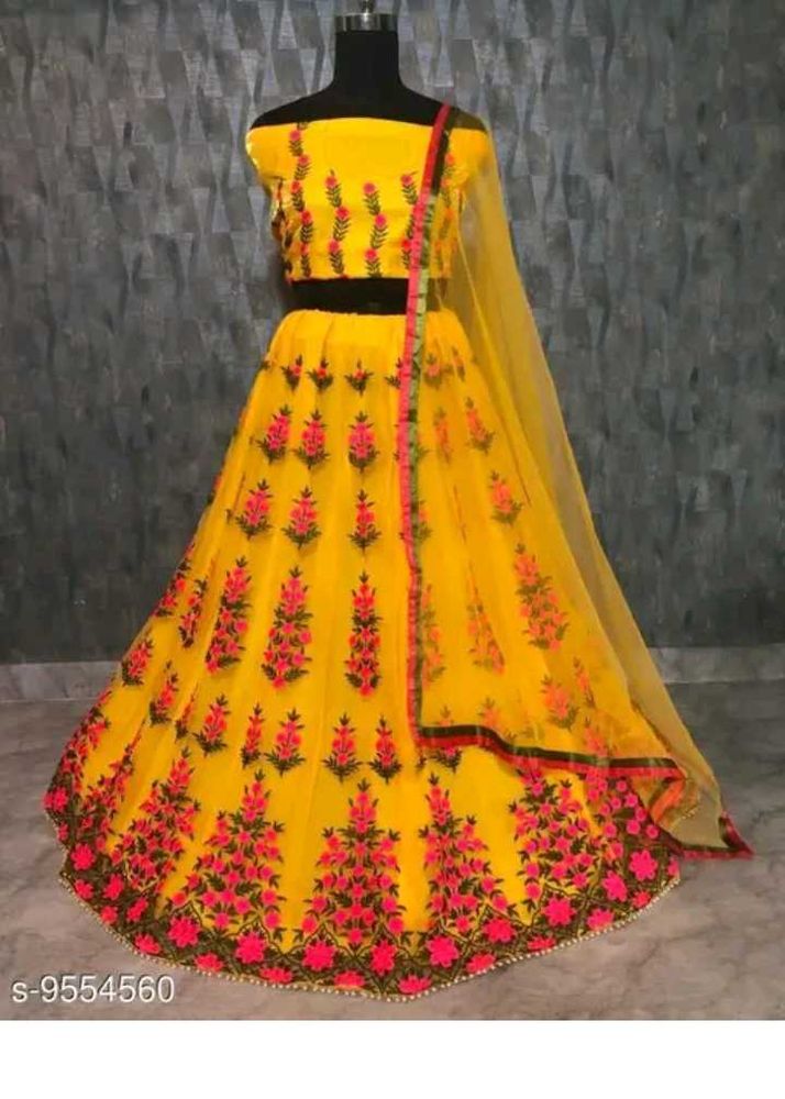 Yellow Lehenga With Stitched Blouse
