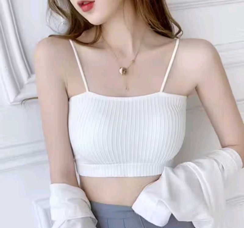 White Ribbed Crop Top