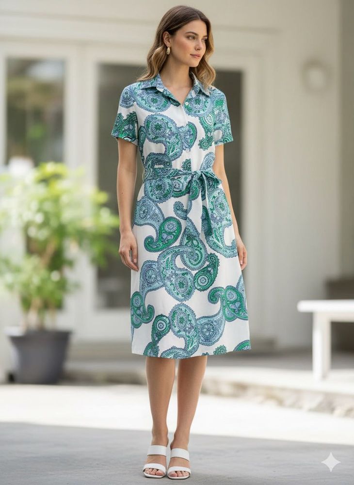 Paisley Print Shirt Dress