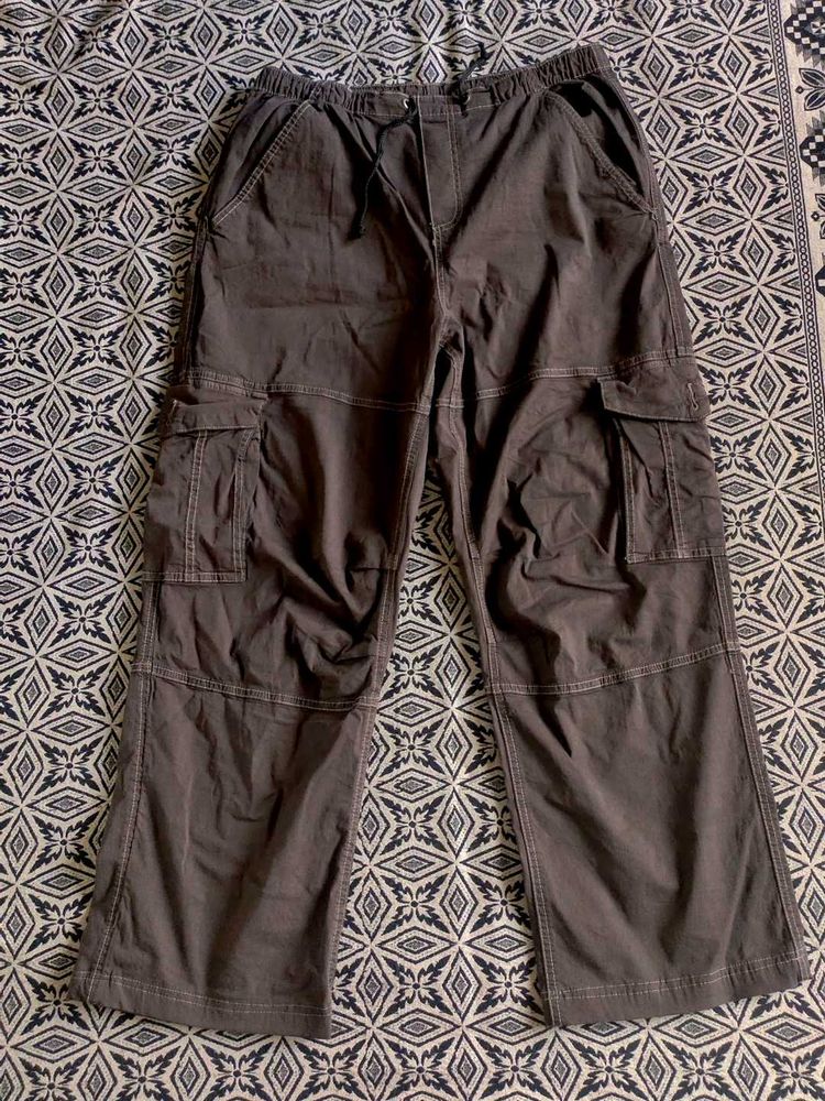 Y2K Brown Parachute Pants