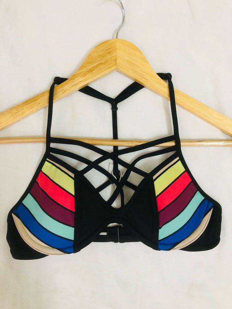 VS Rainbow Striped Bikini Top