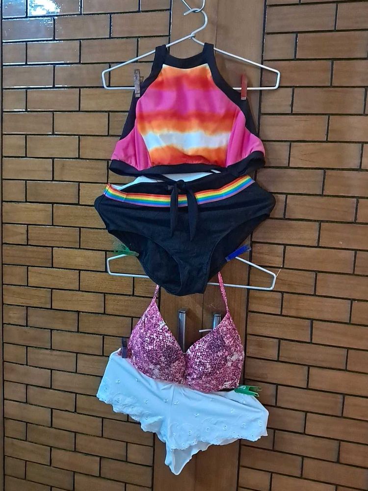 Combo Of Four Imported Fabric Bra N Panty