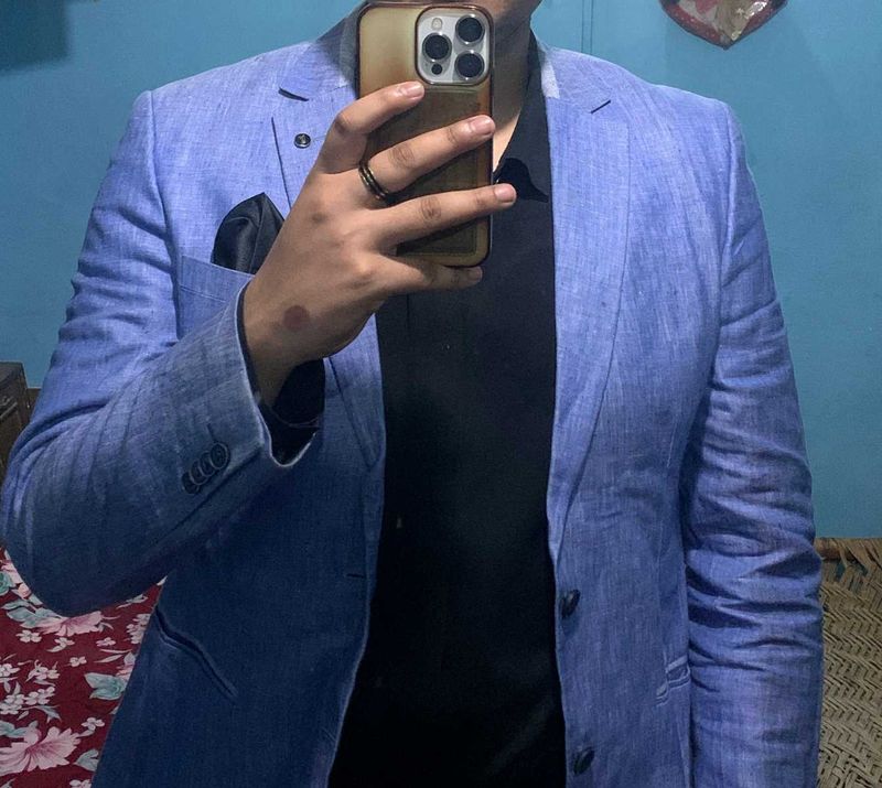 Van Heusen orignal Stylish Blue Linen Blazer