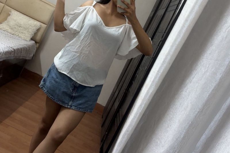 White Cold Shoulder Top
