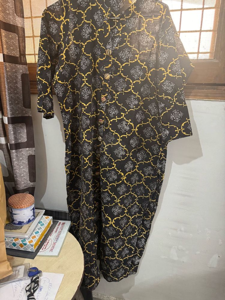 Cotton Suit Set Black Mustard