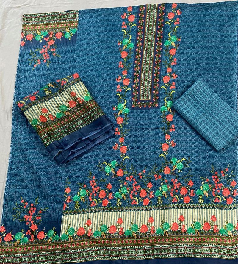 Floral Print Unstitched Salwar Suit