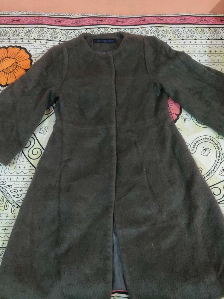 Elegant Gray Wool Blend Coat