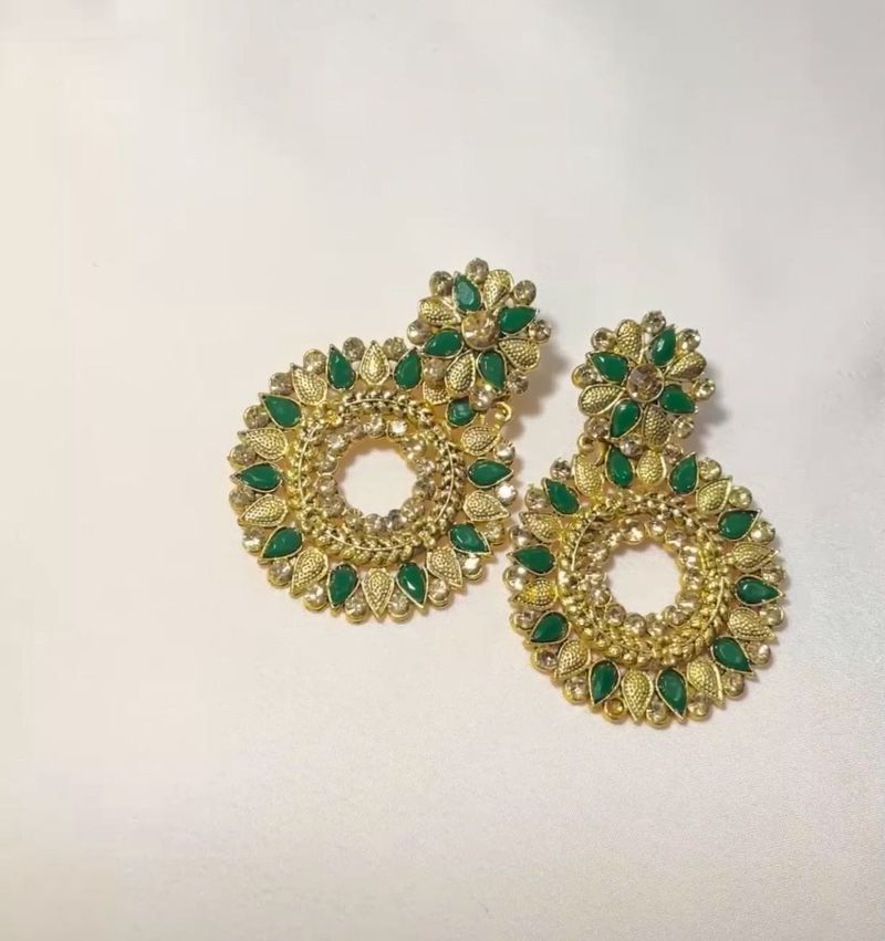 Green &amp; Gold Earrings