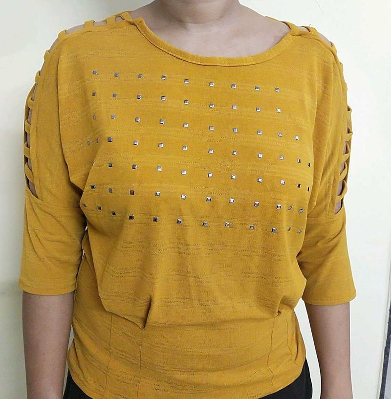 Mustard studded fancy top