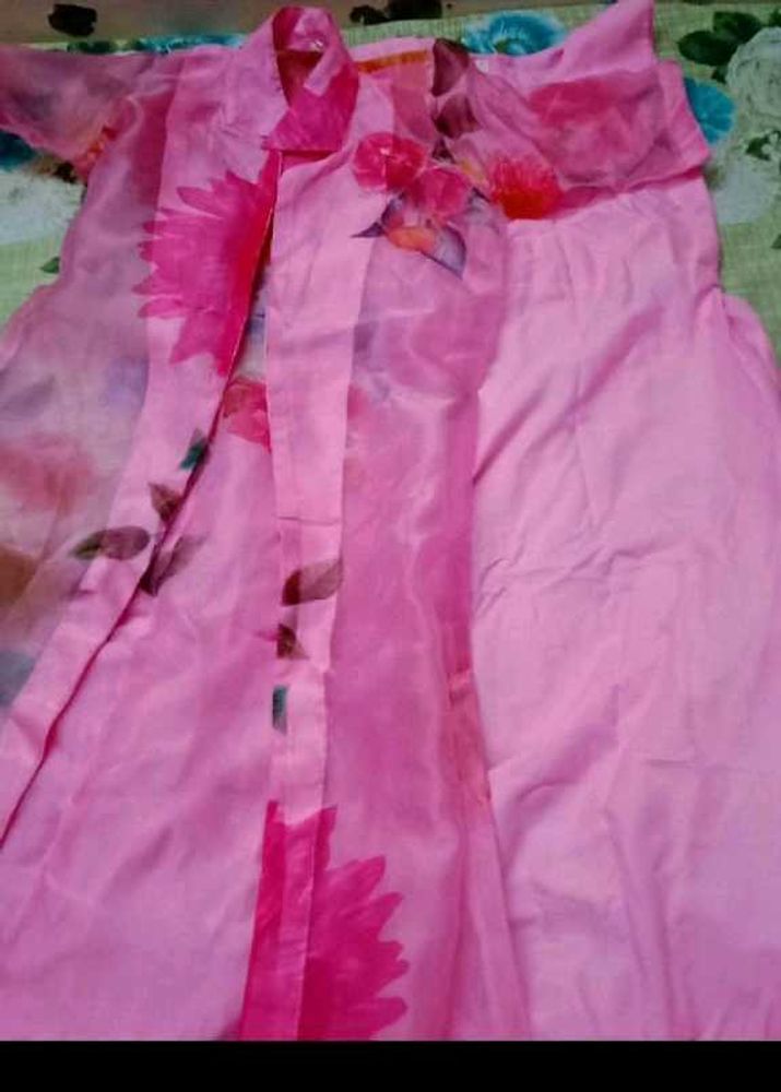 Pink Sleeveless Dress with Organza Jacket
