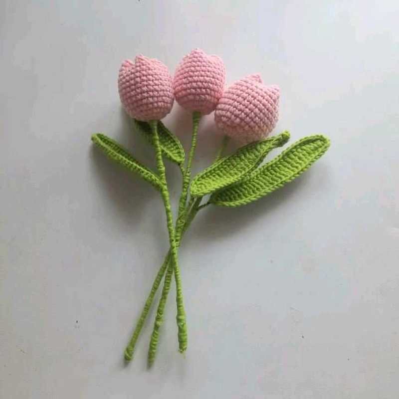 Crochet Pink Tulips (Set of 3)