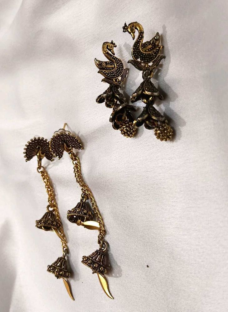 Vintage Style Swan Drop Earrings