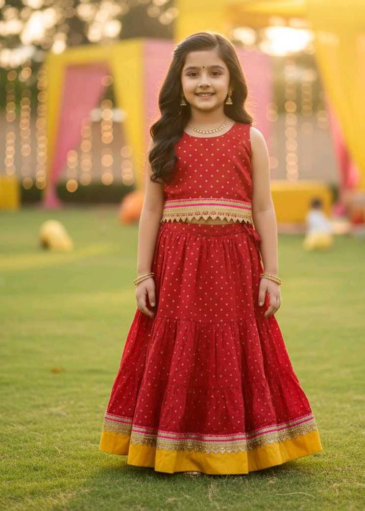 Red Ethnic Girls Clothing Set