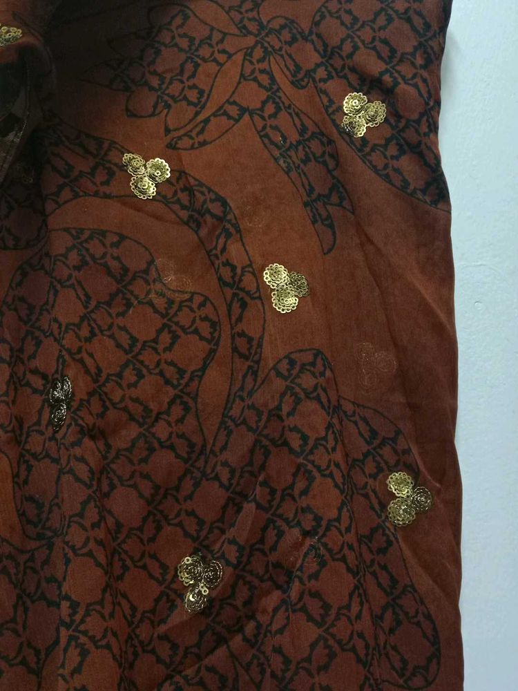 Elegant Brown Printed Dupatta