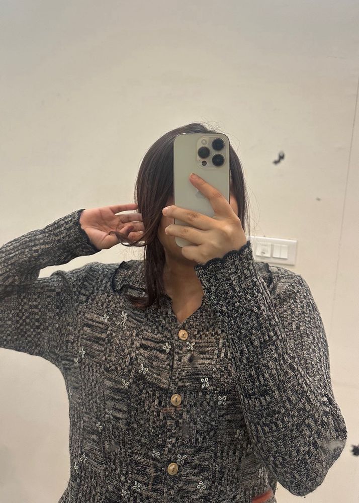 white and black sweater very warm