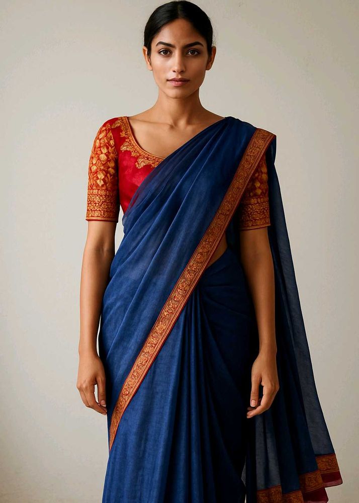 🛍️Shaded Blue Saree with Embellished Blouse⭐⭐⭐⭐⭐