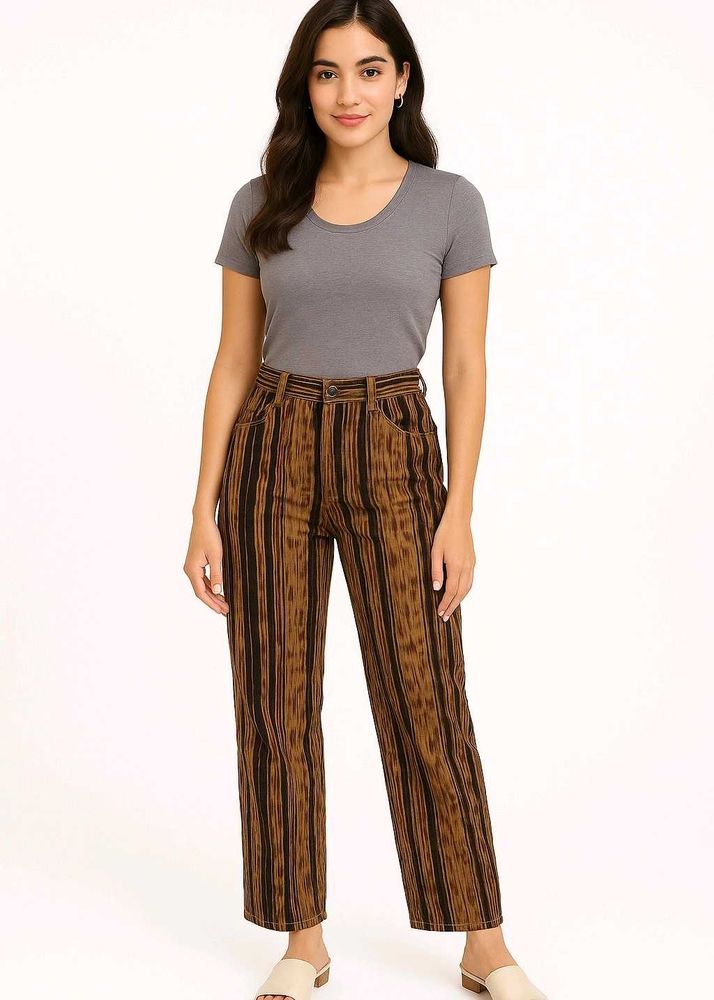 Striped High-Waisted Pants