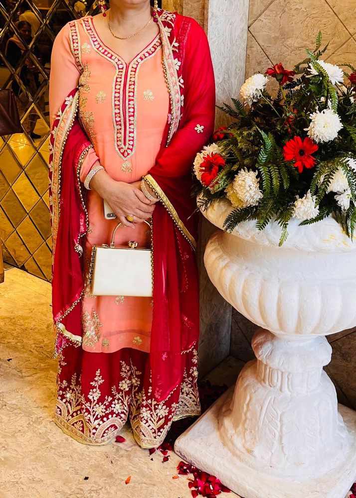Elegant Peach &amp; Magenta Sharara Suit