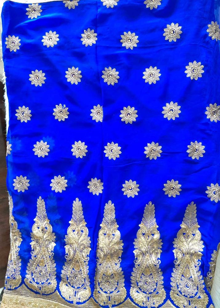 Royal Blue Embroidered Saree For Women&#39;s