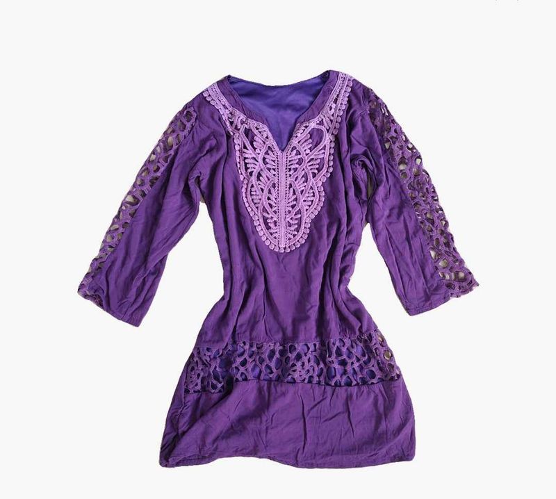 Purple Embroidered Dress