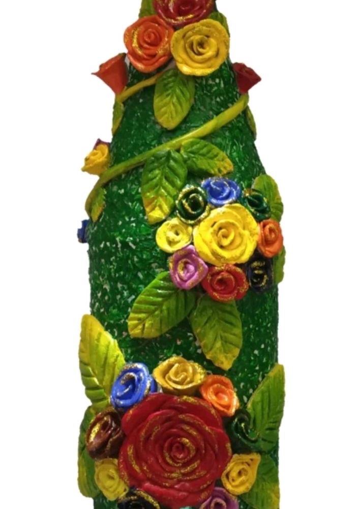 Decorative Clay Work On Bottle