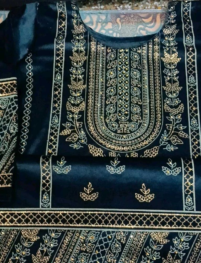 Beautiful Heavy Velvet Kurta Pant Set With Dupatta