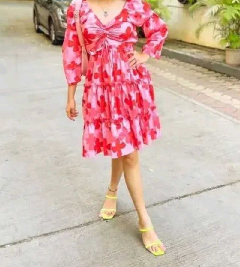 Floral Print Mini Dress (S size)