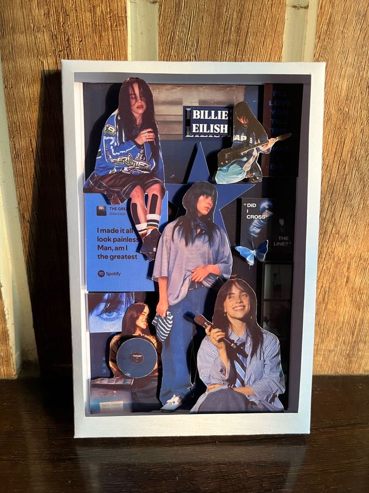 Billie Eilish collage paper shadow box