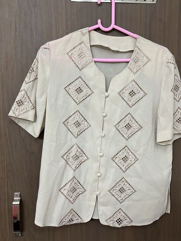 Beautiful Cut Work Office Wear Top For L&amp;XL