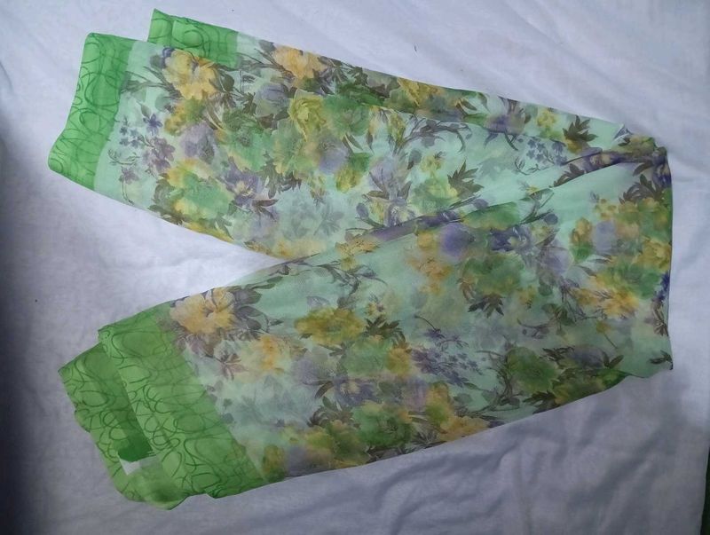 Floral Green Saree