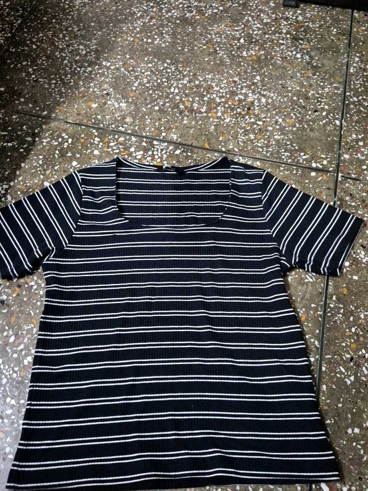 Striped Square Neck Top