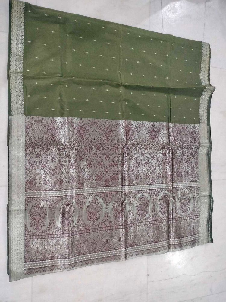 Elegant Olive Green Saree