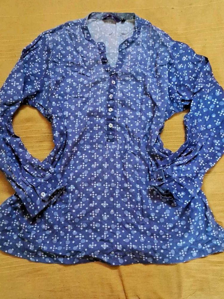 Pure Cotton Blue Printed Top SRISHTI