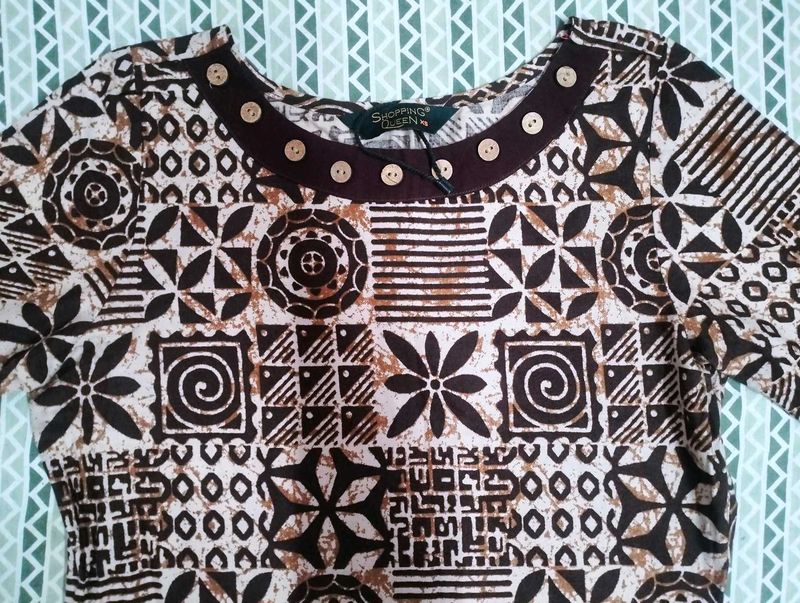 Abstract Patterned Brown Top🤎