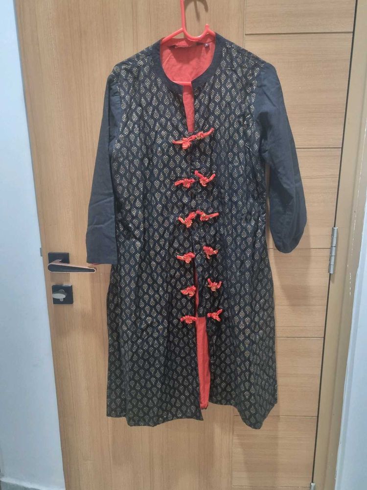 Black And Gold Shrug-Style Kurta